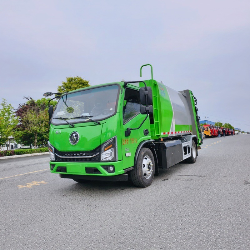 Shaanxi Auto's pure electric 8-cubic-meter sanitation garbage truck with automatic compression and unloading for waste collection and transportation in parks and scenic areas