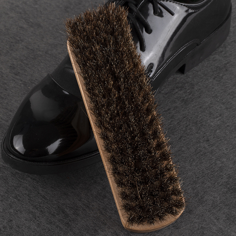616 cepillo de pelo de caballo de agua clara de gran tamaño cuidado de limpieza de zapatos engrase herramienta cepillo interior pelo de caballo madera maciza no duele zapatos