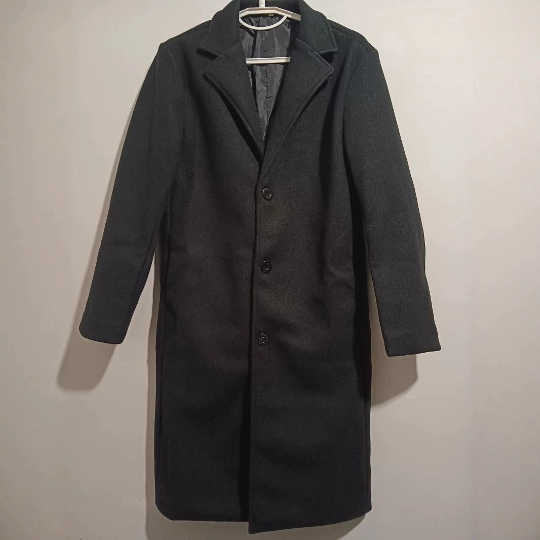 2024 Трансграничная весна и осень мужское шерстяное пальто с тремя пуговицами плюс длинный цвет толстый пальто мужское пальто ветровка