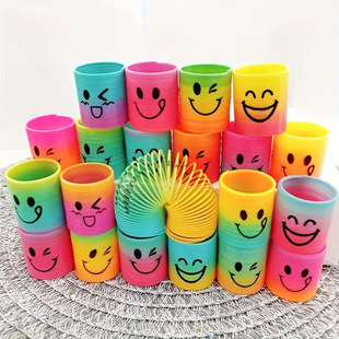 Small 3.2*3.5cm Rainbow Circle Plastic Spring Circle Smiley Rainbow Circle Jenga Kidsren's Small Toys Wholesale