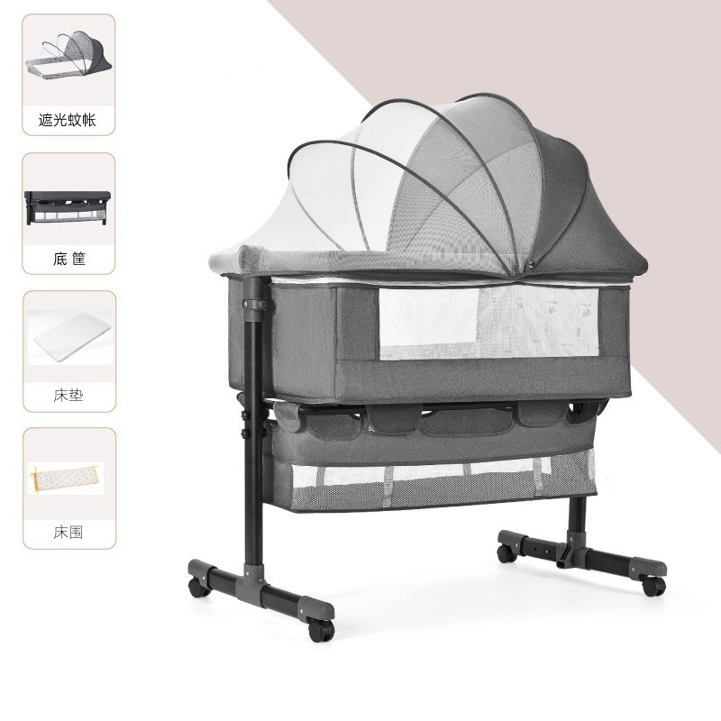 Cama multifuncional para recién nacidos, cama grande, cama para bebés, cuna plegable, elevación móvil y portátil image 28