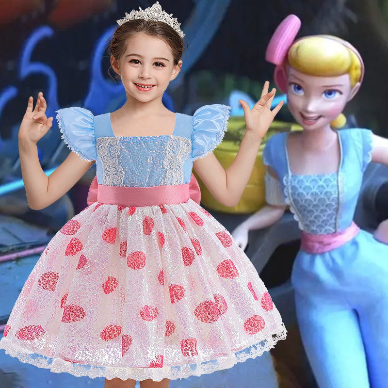 Foreign Trade European and American Popular Style Shepherd Girl Girls' Flutter Sleeve Dress Lace Puffy Skirt Children's Formal Dress Princess Dress Foreign Trade European and American Popular Style Shepherd Girl Girls' Flutter Sleeve Dress Lace Puffy Skirt Children's Formal Dress Princess Dress