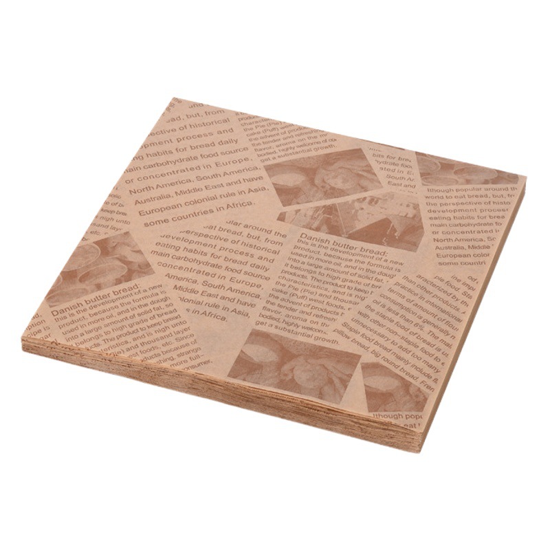 Pooh impresión para hornear papel a prueba de aceite cuadrado periódico inglés sándwich hamburguesa bandeja para hornear papel de almohadilla que absorbe el aceite