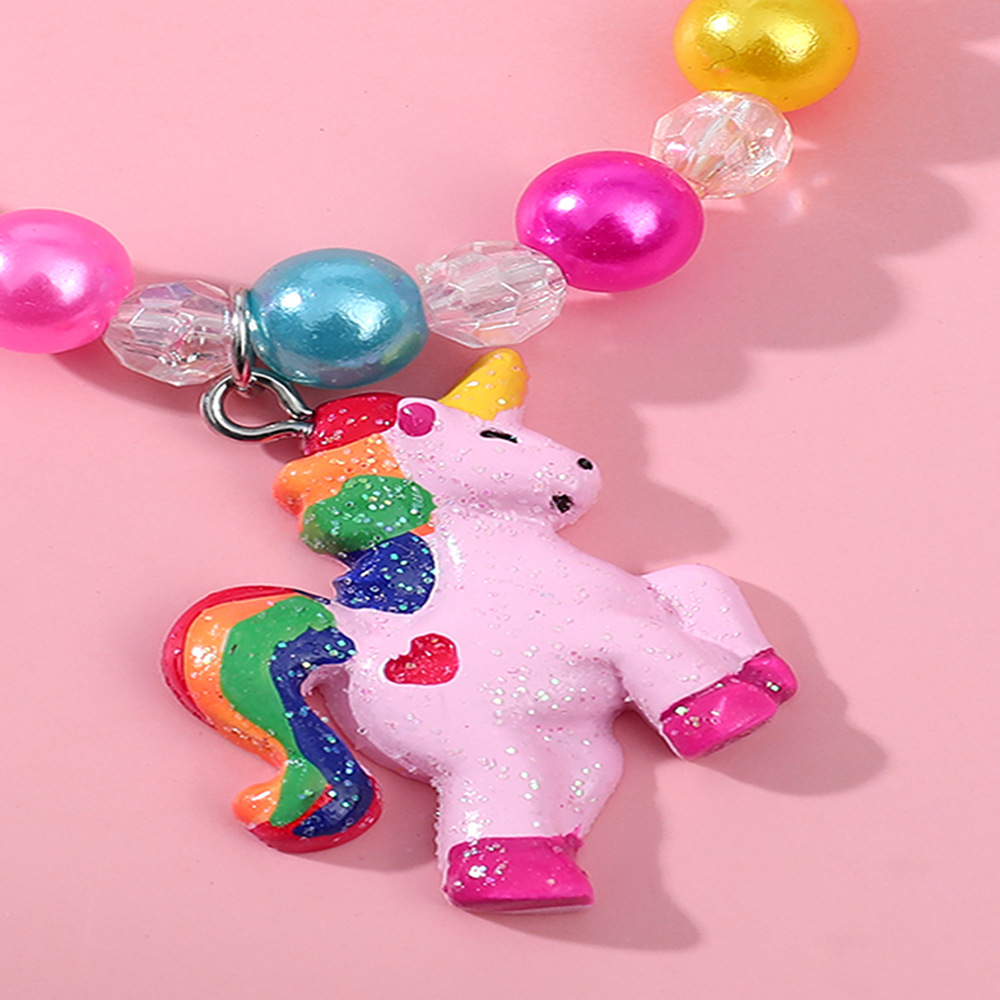 Handmade Acrylic Unicorn Resin Pendant Bracelet and Necklace Set