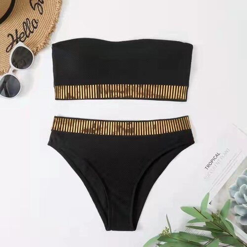  new cross-border Amazon European and American sexy solid color high waist split bikini women's swimsuit manufacturer wholesale