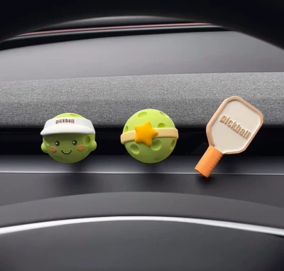 New creative car air freshener pickleball pendant car air vent decoration for girls, new car accessory (Car Perfume Aromatherapy) - three-piece-set-green