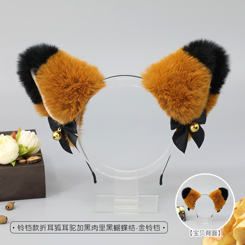 手作日系獣耳カチューシャかわいいぬいぐるみ猫耳Lolita頭飾りキツネ耳アクセサリー猫耳カチューシャ
