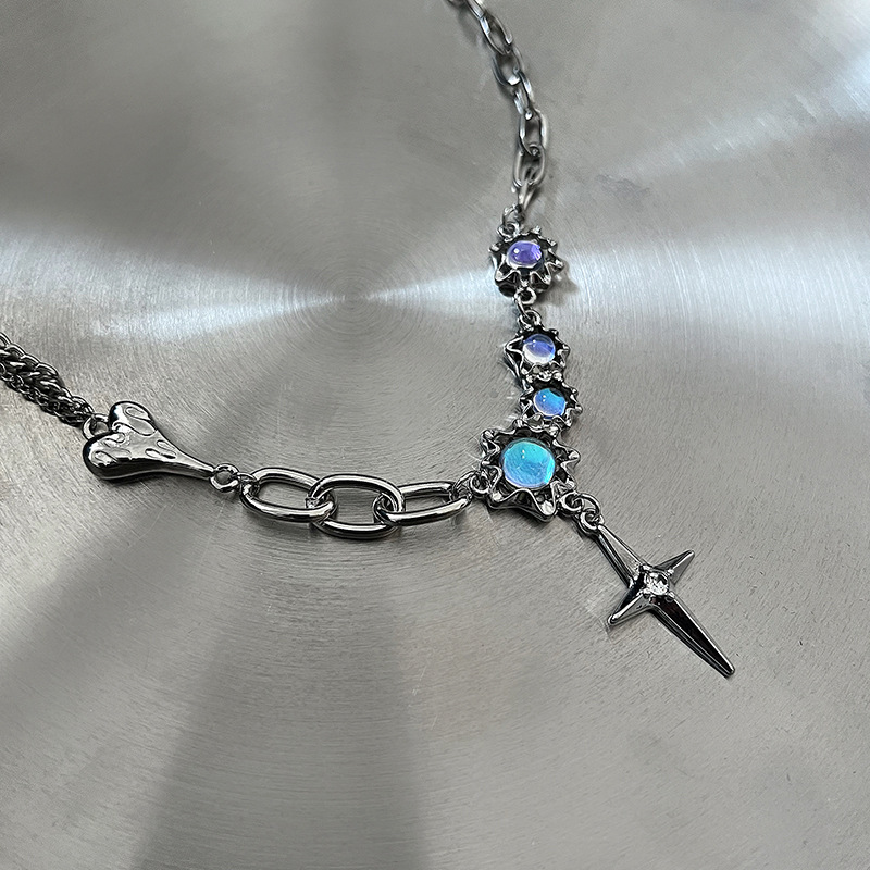 Fashion Cross Alloy Inlay Rhinestones Pendant Necklace