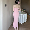 Fish tail pearl chain suspender dress slim fit banquet bag arm skirt