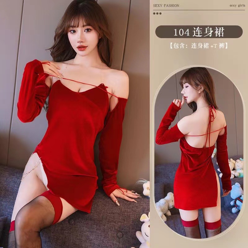 Adult Maid Cosplay Costume Set, Polyester Uniform Style, One Size, Red Belly Wrap — detail image 23