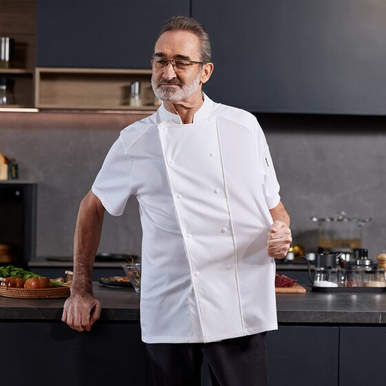 Chef Work Clothes Men's Short-sleeved Summer New Catering Hot Pot Hotel Chinese Restaurant Back Kitchen Hotel Western Restaurant Dirty Resistant