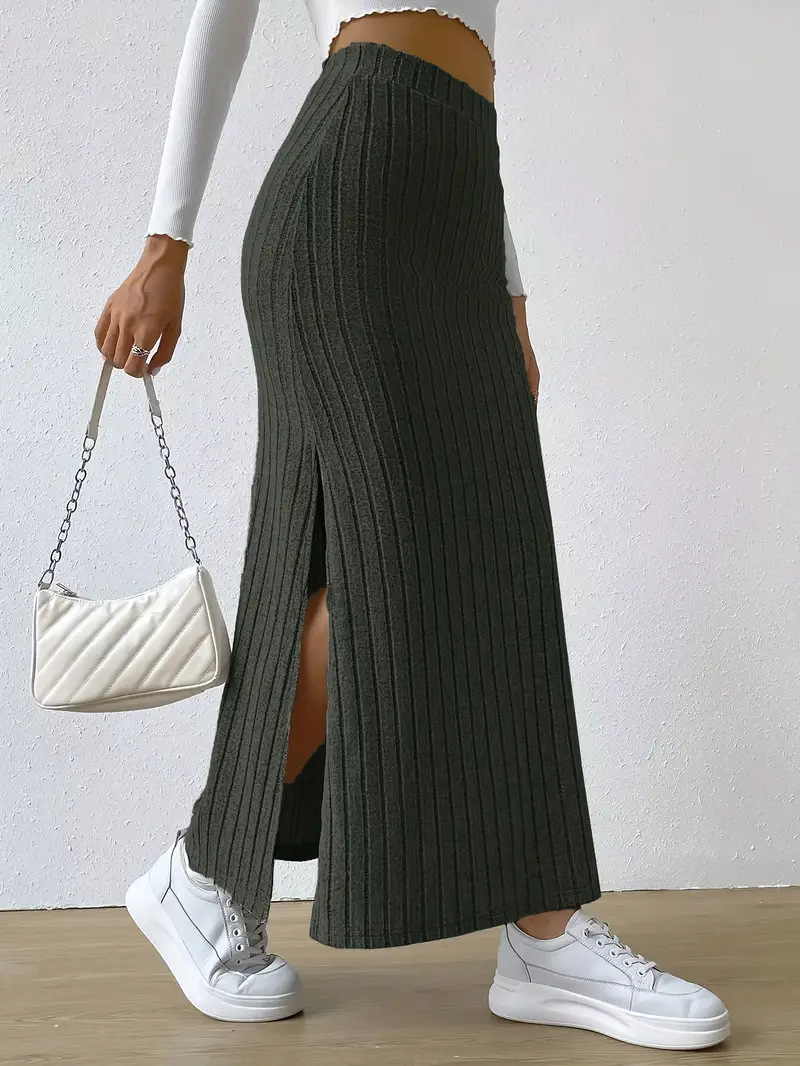259g Weight Maxi Long Dress Dress Length Type Skirt Dresses Type Spandex, Polyester Fabric Type High Waist Waist Line Stretchy Elasticity Holiday, Daily Occasion Slim Fit Type Solid Color Pattern Winter, Autumn Season Women's Gender Slit Design Casual, Streetwear Style Winter Autumn Casual Streetwear Solid Color Spandex Polyester Maxi Long Dress Skirts 16