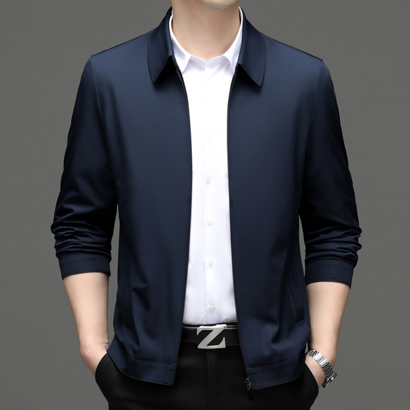 Men's Mulberry Silk Jacket 2026 Spring and Autumn Business Casual Executive Middle-Aged Men's Jacket Non-Iron Coat