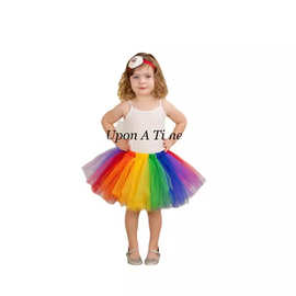新款童装批发 拼接手工网纱tutu彩虹裙 女童蓬蓬裙 速卖通热销款