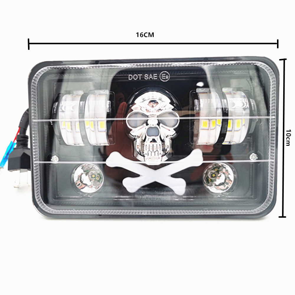 Car LED work light 5-inch square skull head high and low bright truck fog light 4*6-inch off-road headlamp