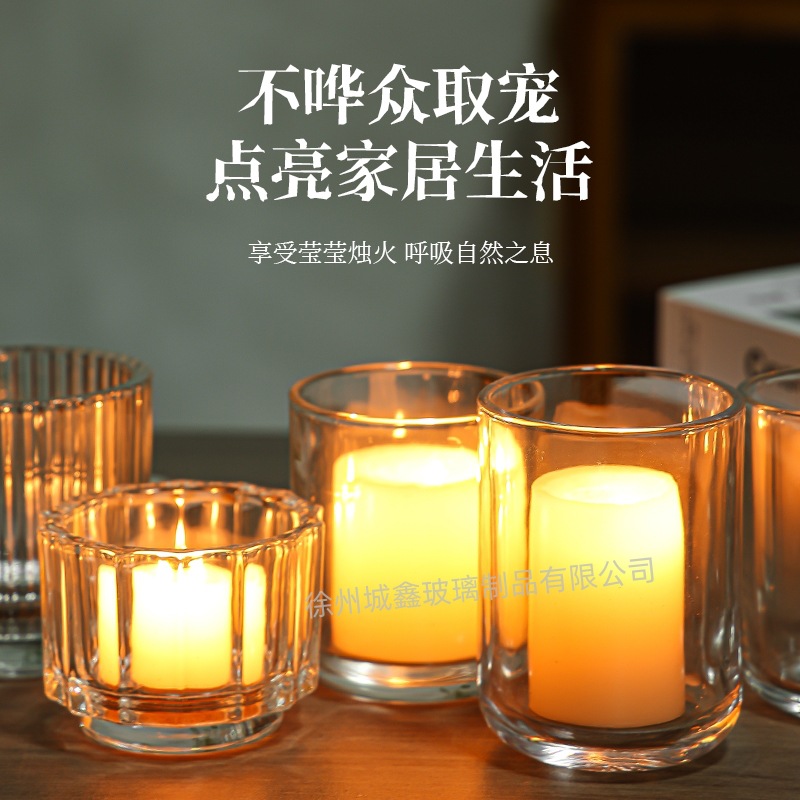 Vasos de vidrio transparentes para velas aromáticas al por mayor, portavelas de vidrio, adornos perfumados, vasos vacíos, recipientes para velas DIY, estilo nórdico