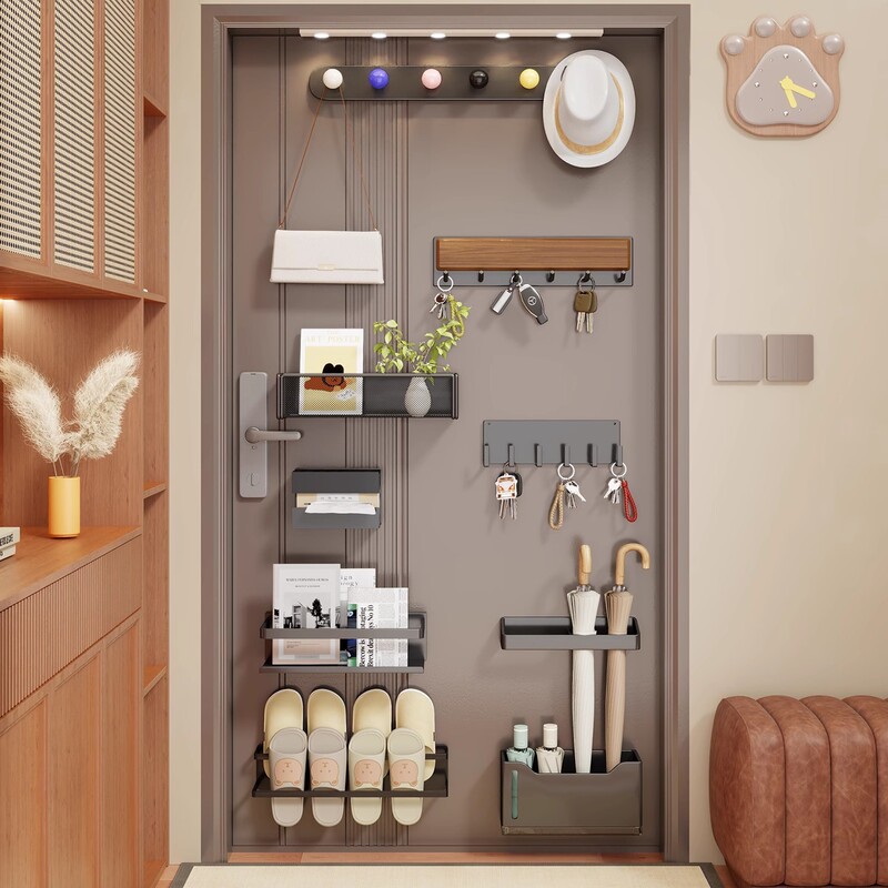 Magnetic Storage Rack Wall-Mounted Entry Door Rear Entrance Storage Key Hook Slippers Umbrella Rack Magnet Set Magnetic Storage Rack Wall-Mounted Entry Door Rear Entrance Storage Key Hook Slippers Umbrella Rack Magnet Set
