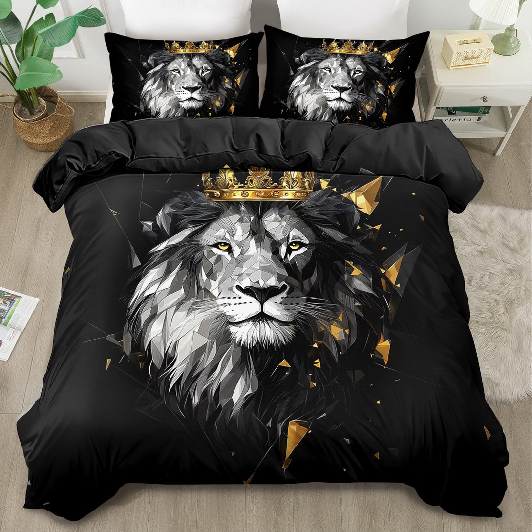 TEMU / JIT transfronterizo abrasivo textil doméstico impresión digital león colcha de cama Kit piel transpirable para diseñar