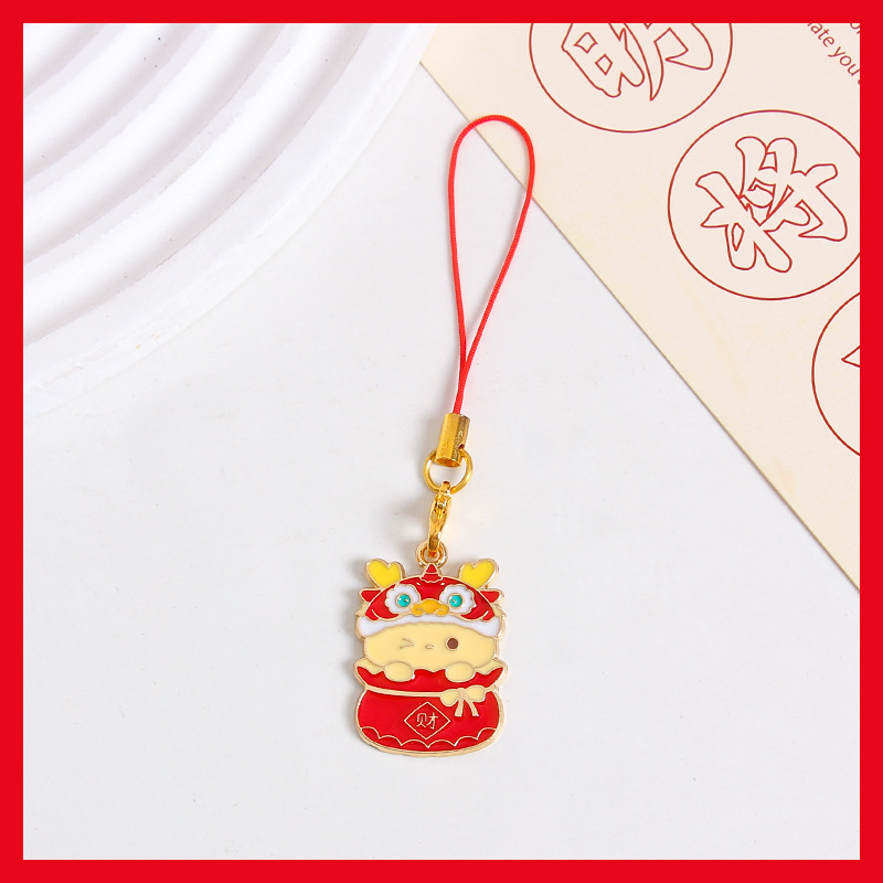 Año nuevo Dragón año regalo metal teléfono móvil cordón colgante bolsa adornos fortuna regalo creativo llavero