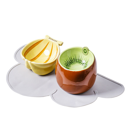 Cat Bowl with Neck Support to Prevent Spilling, Ceramic Pet Supplies Bowl for Cats and Dogs, Slanted Mouth Large Capacity Water Bowl and Food Tray