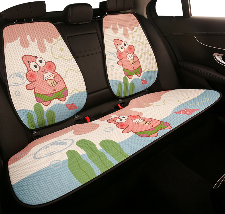 Patrick Star Cartoon Car Seat Cushion, Suitable for All Seasons, Cute Thin Breathable Seat Cover for Girls, Summer Cooling Pad with Ventilation