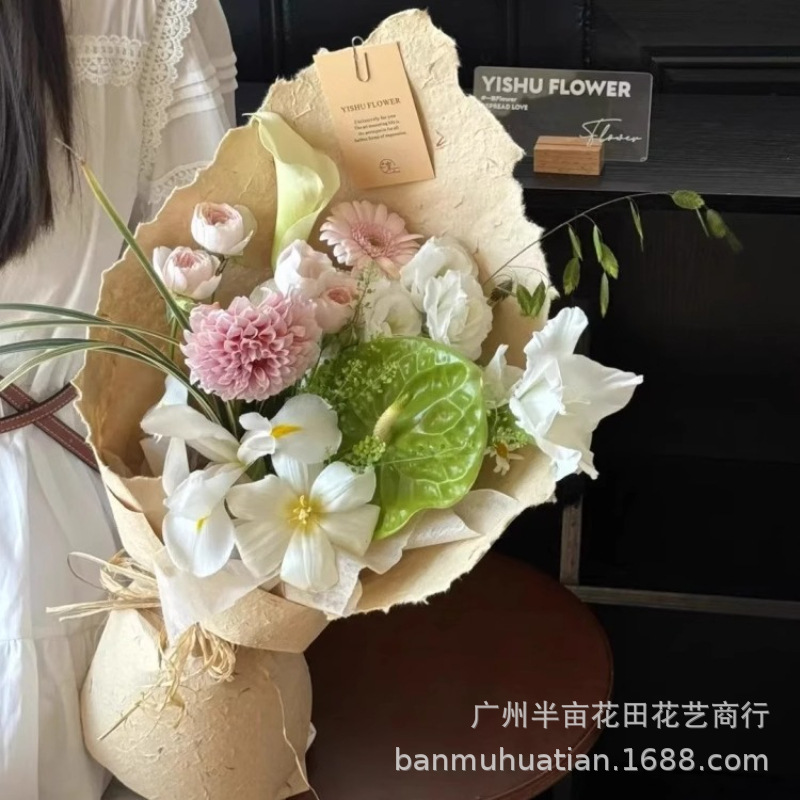 手撕花瓣东巴纸花束包装纸高级感加厚手撕花边纸鲜花花店diy材料