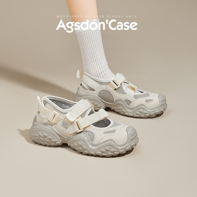 Augustion sandalias deportivas mujer 2025 nuevo verano suela gruesa zapatos de rastreo huecos zapatos de senderismo al aire libre marea