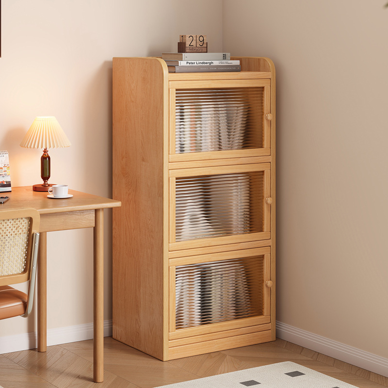 Gabinete de madera sólida pequeño gabinete junto al escritorio casero suelo a prueba de polvo gabinete estrecho de almacenamiento de la sala de estar gabinete bajo estante de pared