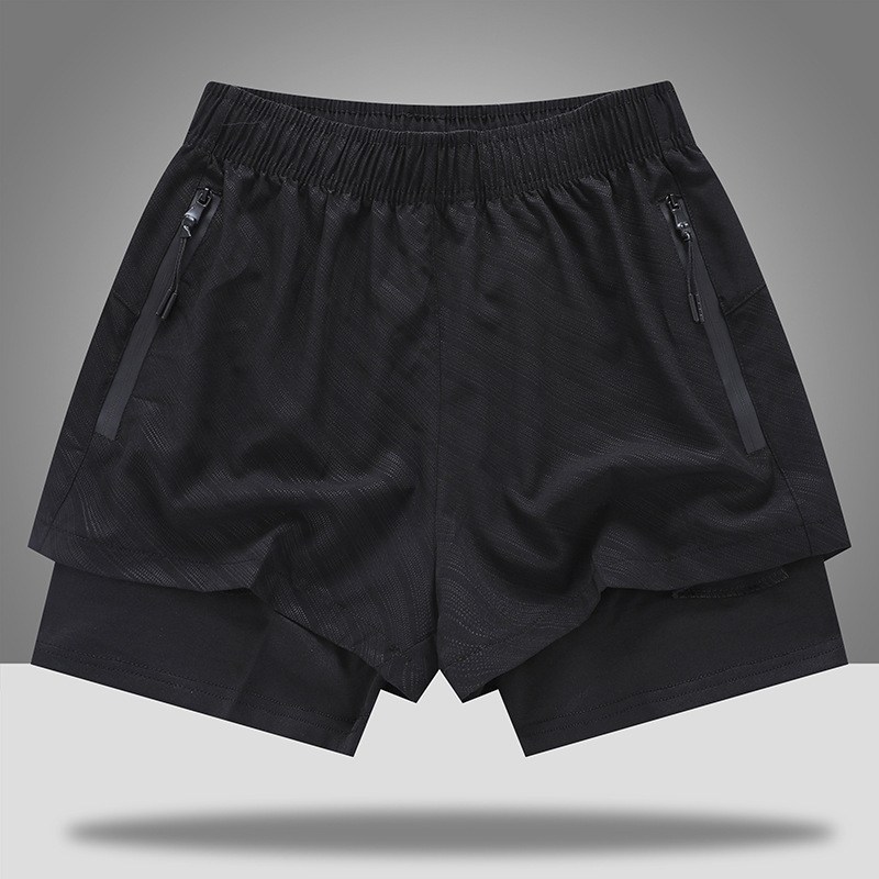 Men's Sports Shorts for Fitness, Running, Marathon, Track and Field, Loose Fit, Quick-Dry, Anti-Exposure, Double-Layer Jogging Shorts