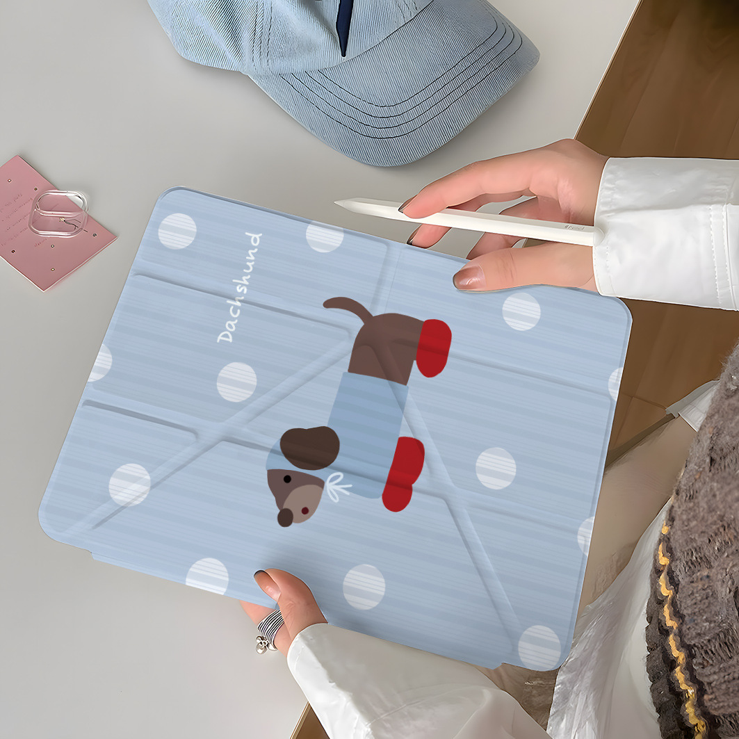 Vertical Stripesd Dachshund iPad Mini7 Protective Case 10/9/8 Generation Air6 Tablet Pro 11inch A16 Protective Case 5