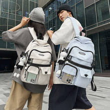 韩系ins新款高颜值纯色简约背包情侣休闲轻便旅行大容量双肩包