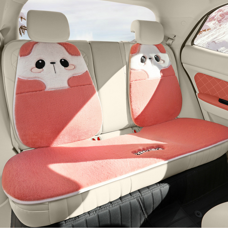 Car cushion winter short plush car cushion imitation rabbit plush warm small waist car seat cover goddess cartoon seat cushion