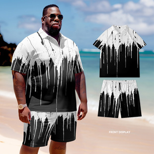 Spring and summer Europe and the United States POLO suit short sleeve men's 3D digital printing plus size daily cross-border foreign trade high street leisure