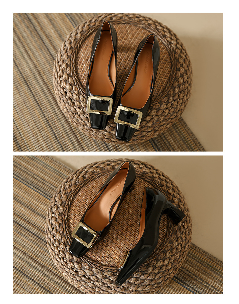 Zapatos de salón con punta y hebilla cuadrada para mujer_voghion.com