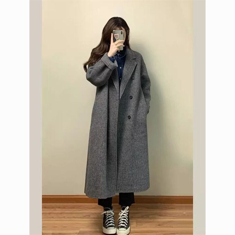 毛呢外套大衣女宽松秋冬新款赫本风小个子韩系感温柔呢子秋冬季|undefined