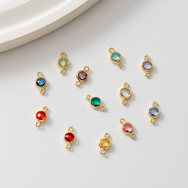 欧美4mm12生日石生辰石切面水晶项链吊坠配件diy手链耳环饰品配件