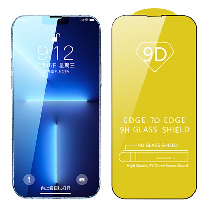 Protector de pantalla de vidrio templado 9D para Apple 11, 13, 12, iPhone 15, protector de pantalla completo, engrosado, anticaídas, con embalaje.