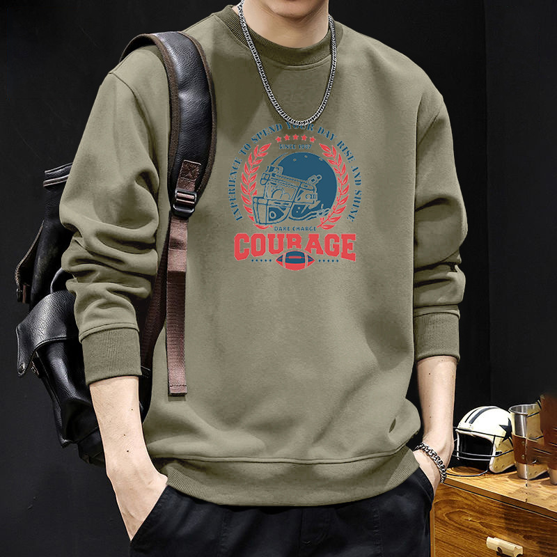 Suéter pesado para hombres primavera y otoño cuello redondo chaqueta de otoño nuevo chaqueta de hombre adolescente estadounidense