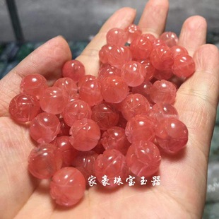 Jade loose beads ice seed strawberry Crystal Lotus beads loose beads diy Jade watermelon Crystal loose beads accessories red jade beads