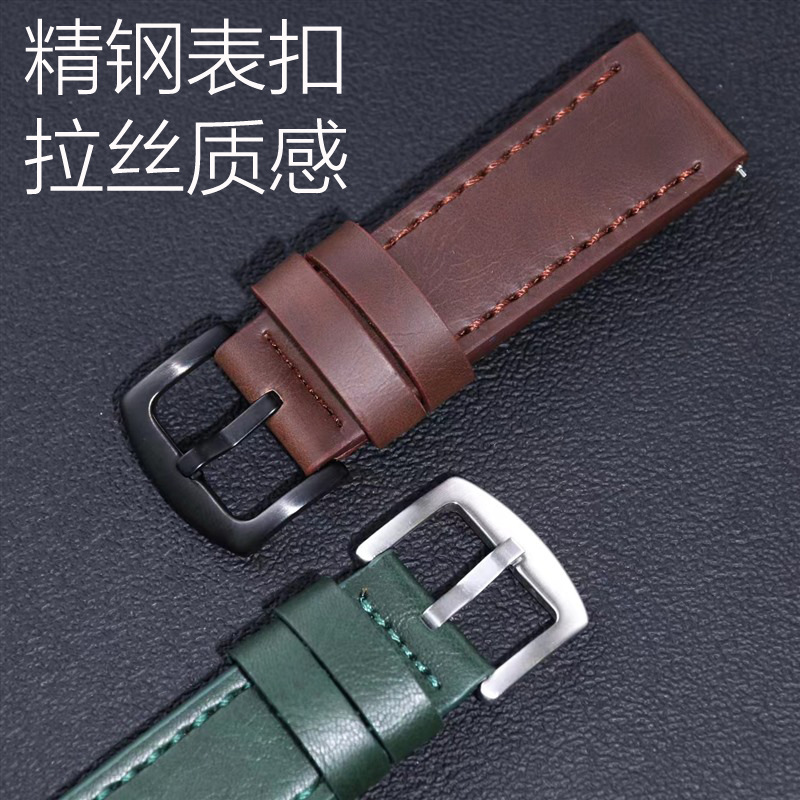 Correa de reloj de alta calidad de liberación rápida, accesorios de cadena de reloj masculino retro grueso de cuero genuino, correa de cuero Crazy Horse 18 20 22 24mm