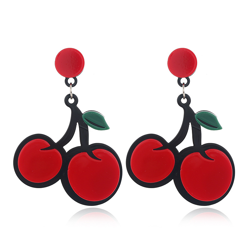 Europäische Und Amerikanische Mode Frische, Süße Und Süße Frucht Ohrringe, Persönlichkeit, Einfache, Übertriebene, Trend Ige, Vielseitige Rote Kirsch Ohrringe display picture 2