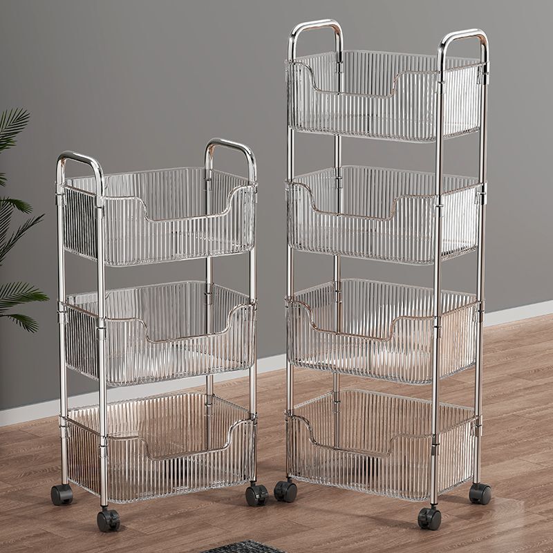 Storage Rack Snacks Transparent Acrylic Trolley Living Room Cosmetics Floor-Standing Bathroom Bookshelf Multi-Layer Mobile Storage