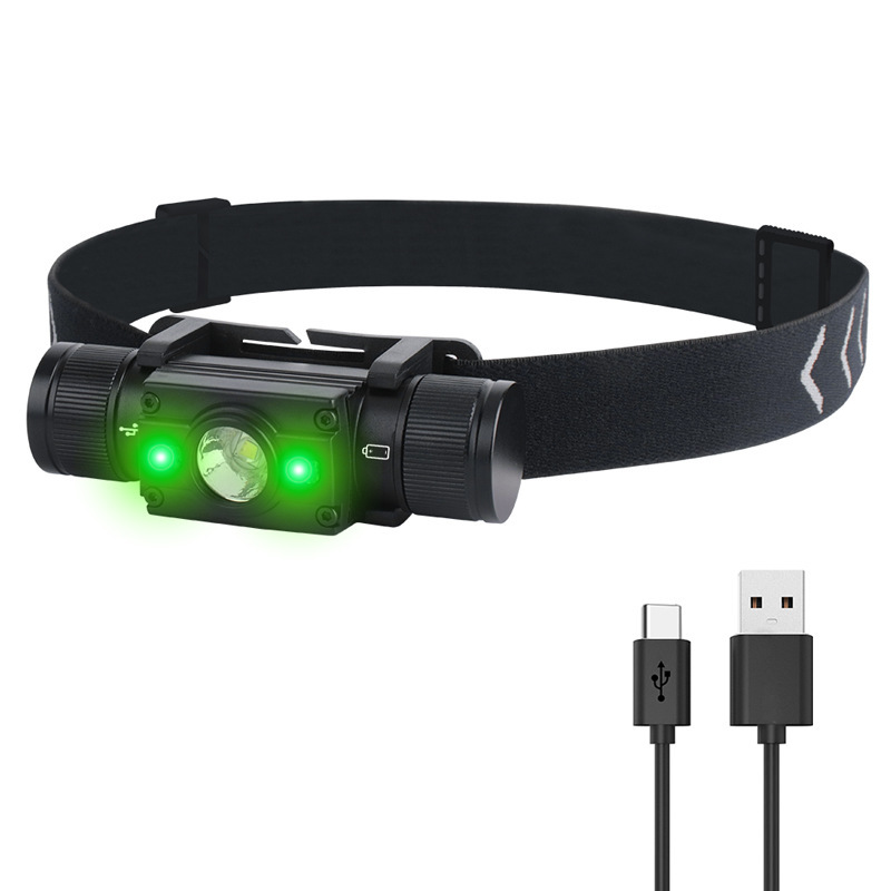 国境を越えた新型ヘッドライトUSB-C急速充電屋外防水懐中電灯アルミニウム合金赤緑色ヘッドライト|undefined