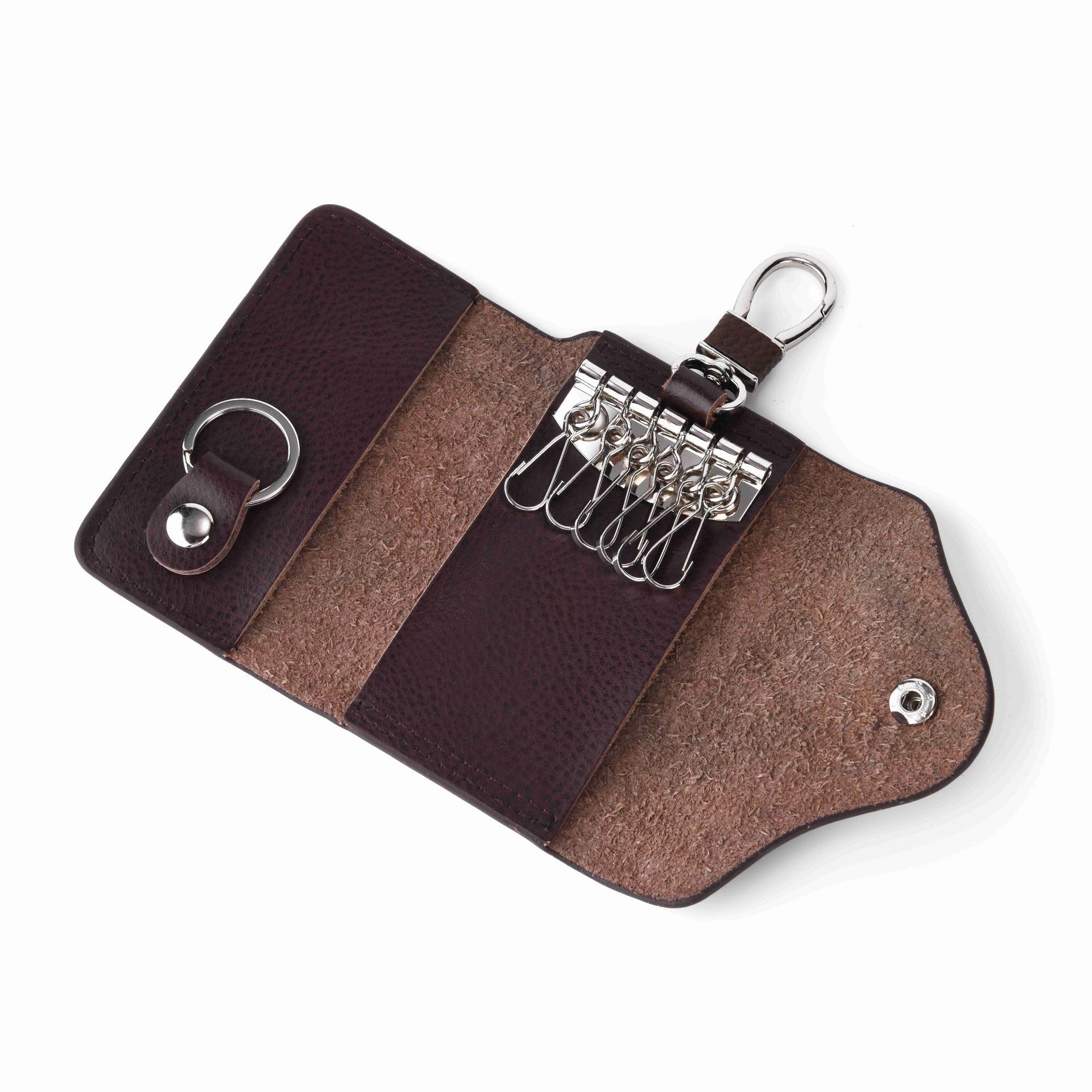 Factory Direct Sale of New Casual and Fashionable Vertical Car Key Holder Wholesale Multifunctional Genuine Leather Key Case with Coin Pocket