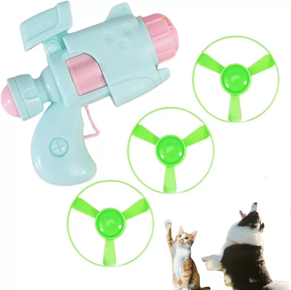 Детский летающий бамбуковый стрекоза для домашних животных, летающая тарелка, гироскоп, пистолет, летающая тарелка, парковая квадратная игрушка, летающая тарелка для кошек и собак