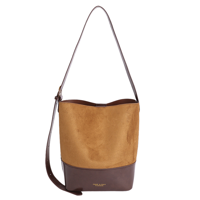 Gran capacidad de hombro bajo la axila bolso de cubo de agua para mujeres ventas calientes nueva textura de alta calidad de seda empalmado bolso de color contraste