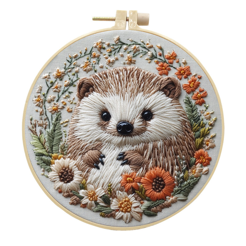オリジナル-クロスボーダー新商品ハリネズミdiy刺繍手作り布芸材料バッグセット創意手作り針糸英語バッグ|undefined
