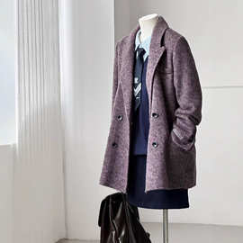 【露红烟紫】2025秋冬新款韩版宽松西装短款羊毛大衣外套休闲百搭