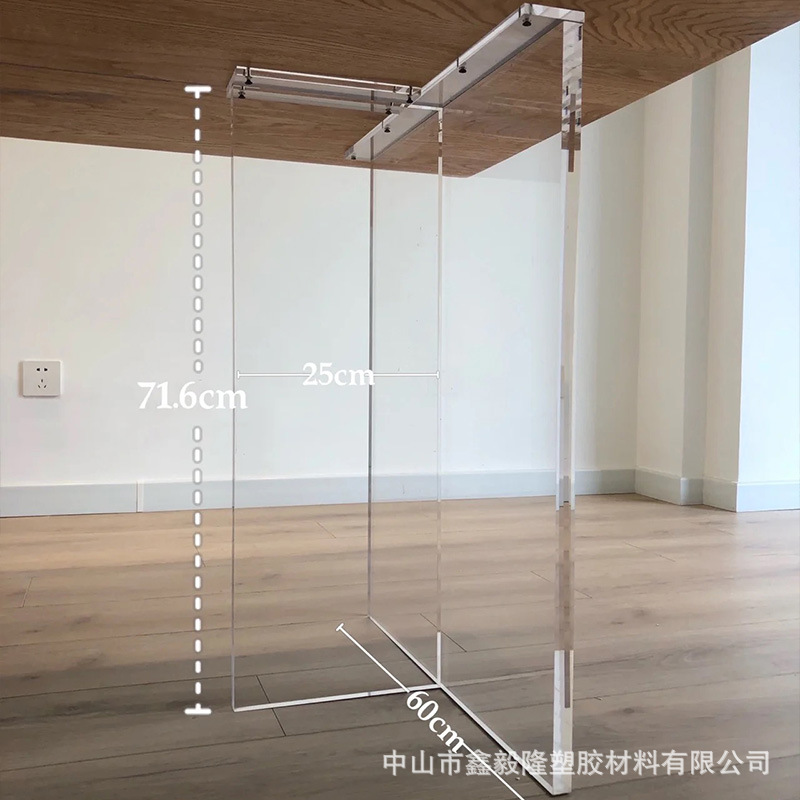 高透明亚克力桌腿厚板抛光T型吧台餐桌茶几办公桌脚20 30 40 50mm
