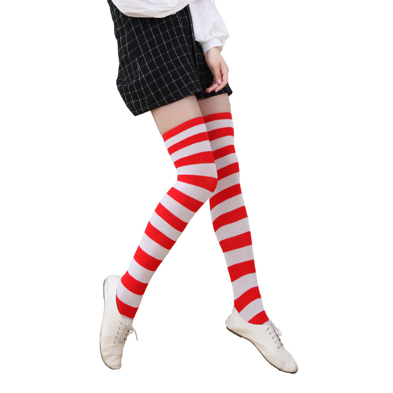 Medias de las mujeres sobre la rodilla calcetines de las mujeres medias de rayas de color japonés estudiante anime muslo Calcetines altos al por mayor